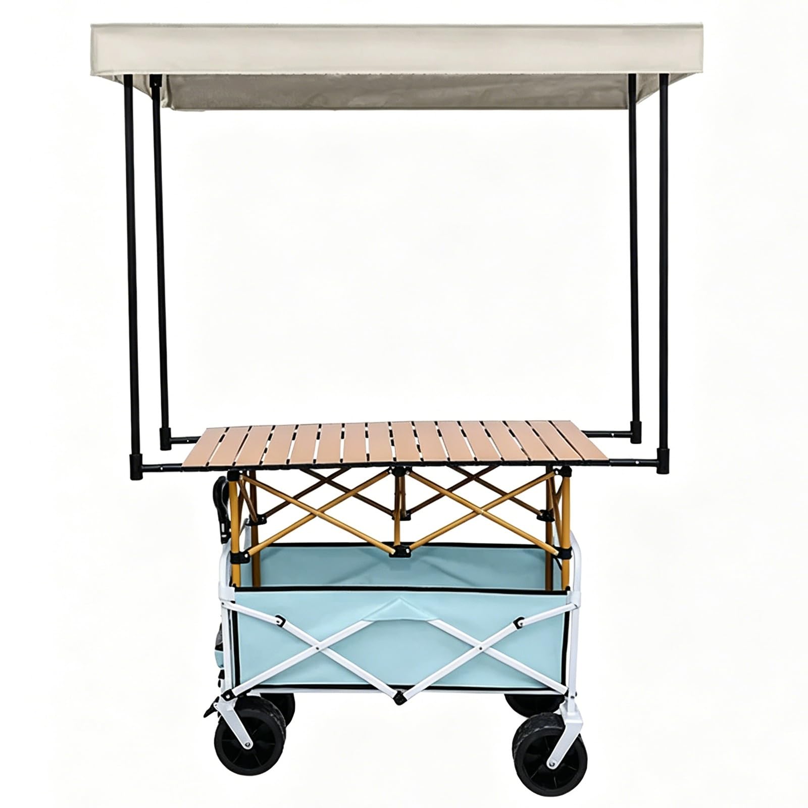 Carrito plegable con ruedas y toldo protector de gran resistencia