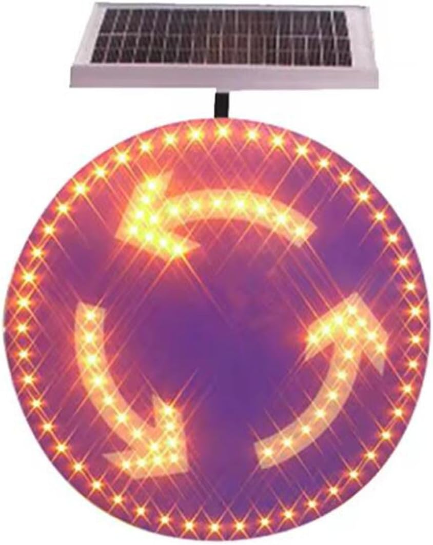 24" Solar Powered Led Roundabout Traffic Sign, High Brightness Aluminum Solar Roadway Warning Sign
