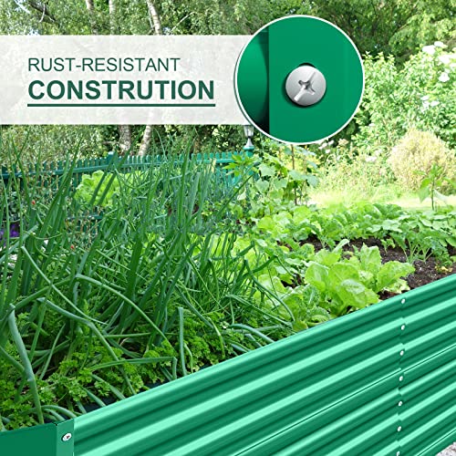Image of Land Guard 6x3x2 ft Galvanized Metal Raised Garden Bed, 2FT Deep Root Elevated Planter Box Steel Large Vegetable Flower Bed Kit(Green)