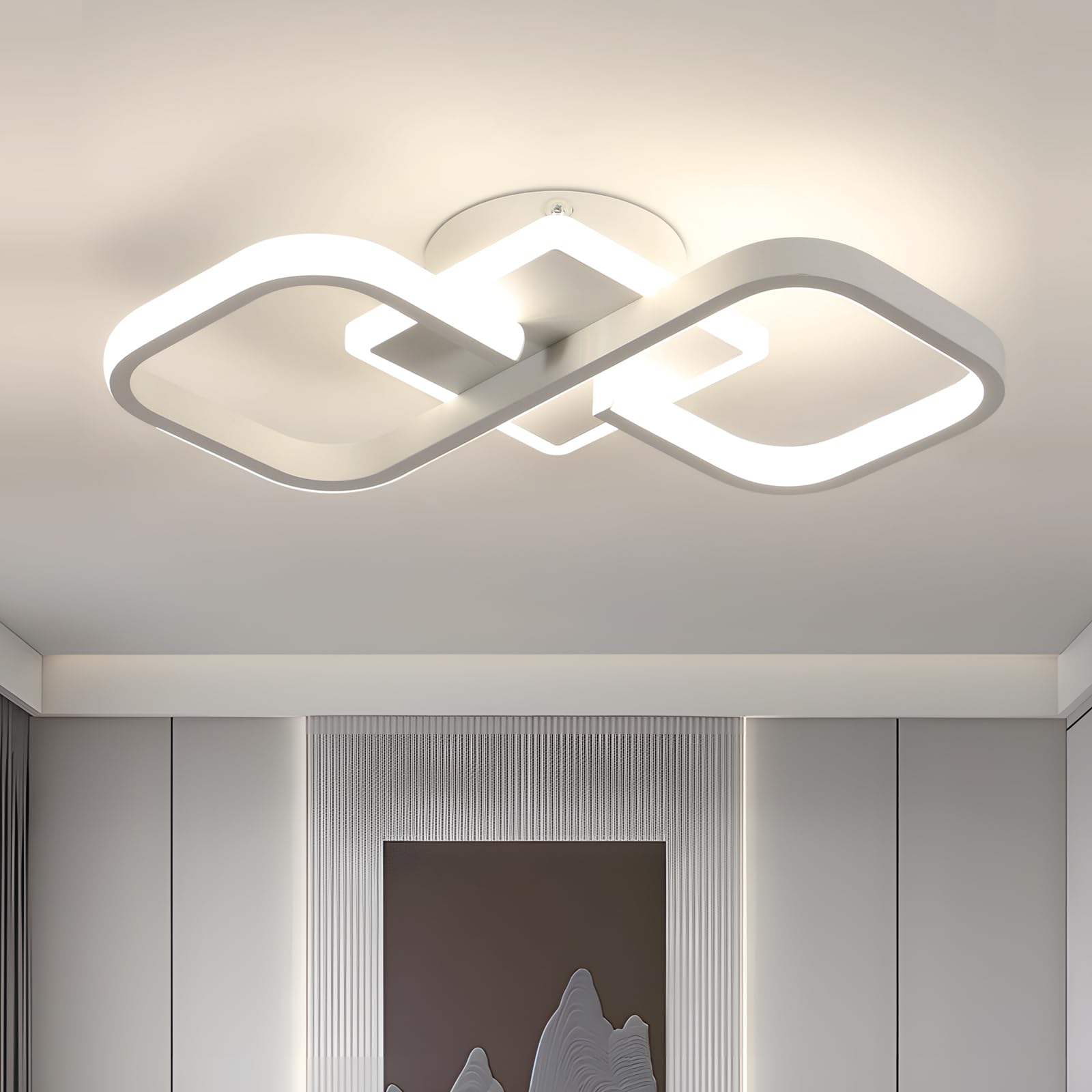 Comely Plafoniera LED Soffitto, 36W 4000LM Lampada da Soffitto Quadrata Moderna Bianco, Lampadario LED Acrilico per Soggiorno Cucina Studio Ufficio Camera da Letto Corridoio, Luce Naturale 4500K