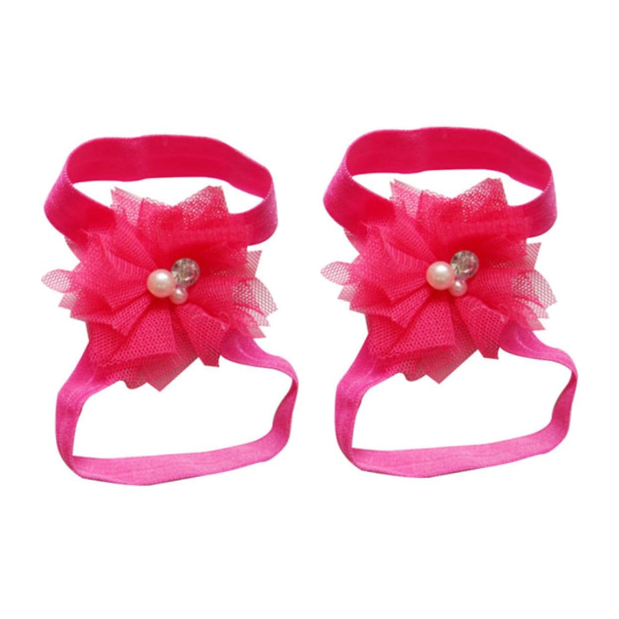 RORPOIR Infant Girls Chiffon Barefoot Flower Sandals 10 Pairs Flower Sandal for Boys and Girls