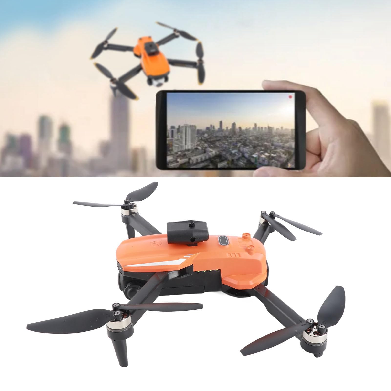 RC-Drohne mit Doppelkamera, Bürstenloser Motordrohne mit GPS-Ortung und Hindernisvermeidung, 2000-mAh-Akku und Fernbedienung mit Bildschirmanzeige (Einzelne Batterie)