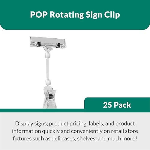 Miniatura 2 de Clip giratorio POP para letrero  Soporte para letrero de 3 18 pulgadas  Clip de capacidad de agarre de 1 pulgada  Paquete de 25  vástago de 6