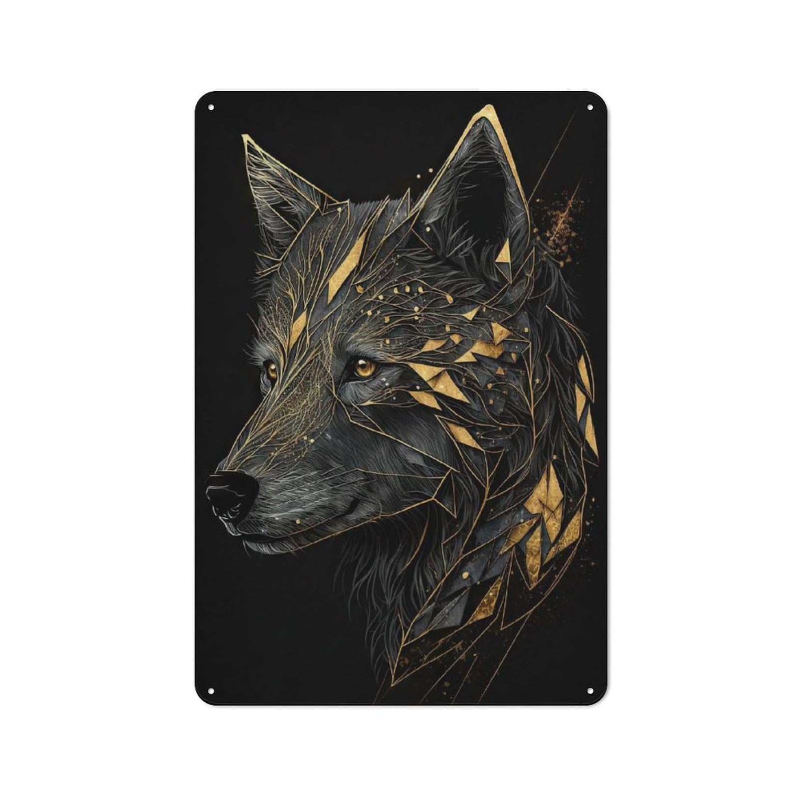 Junmoney Style-7 Wolf Kintsugi Vintage Tin Sign 30X20cm For Garage Or Workshop, Suited To Garage Decor Fans, For Retro Home Interiors