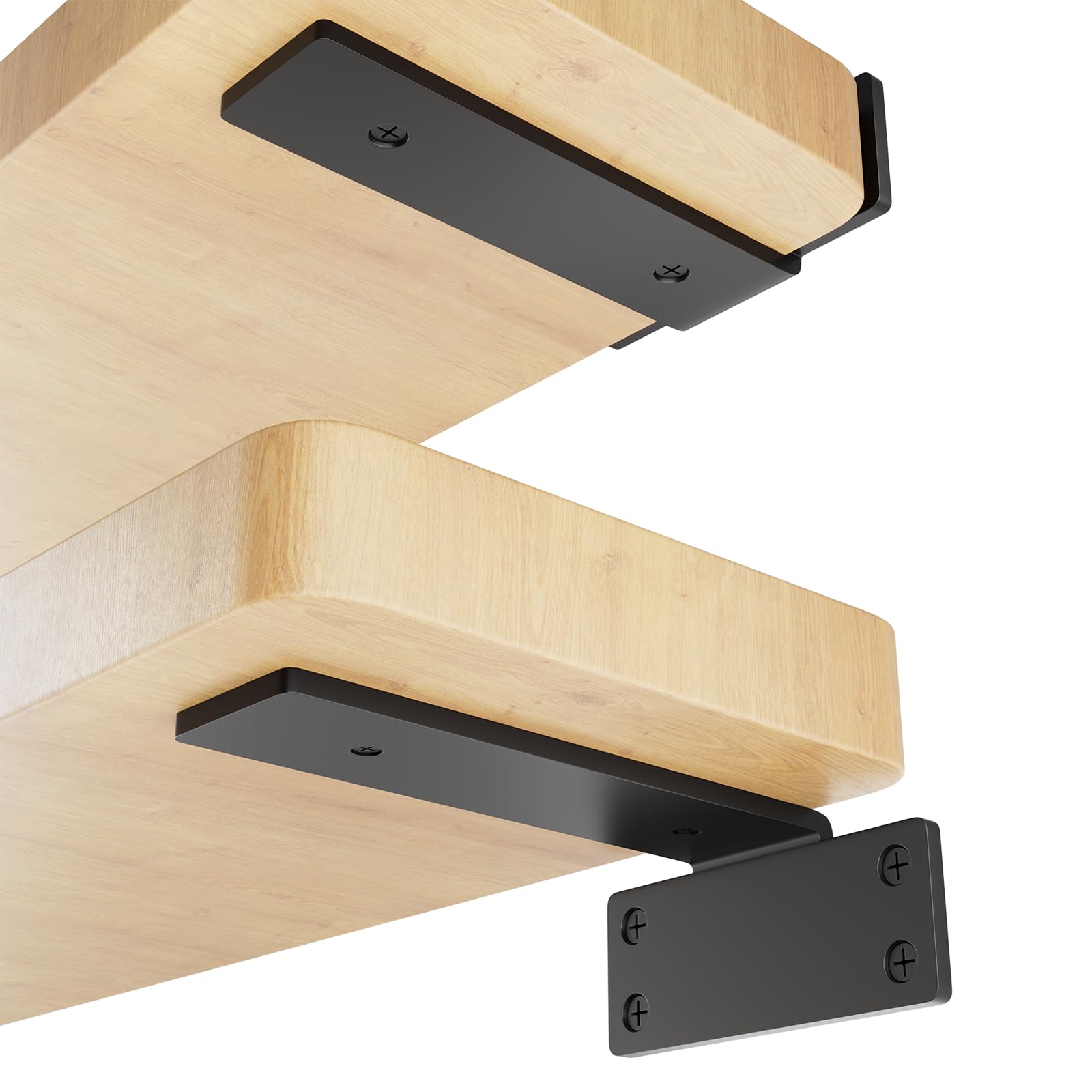 DDK Floating Shelf Brackets 6 inch, 6 Pack Wall Brackets for Shelves, Black Metal L Brackets Heavy Duty, Industrial Shelving Brackets Supports