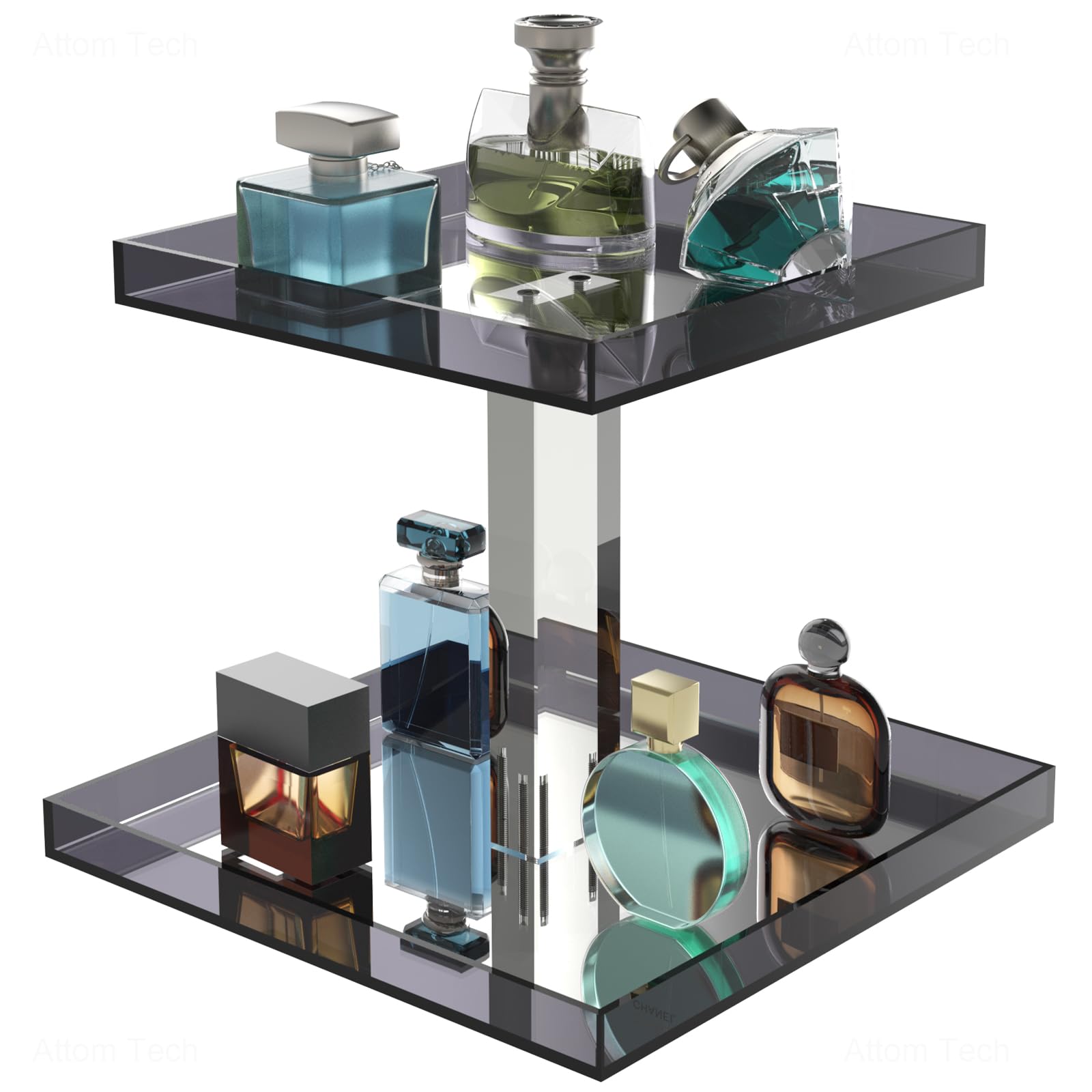 NiHome Organizador de exhibición de Perfume acrílico, Organizador de Colonia de 2 Niveles, Soporte de Maquillaje con Base de Espejo, Bandeja versátil de Almacenamiento de tocador Hecha a Mano para