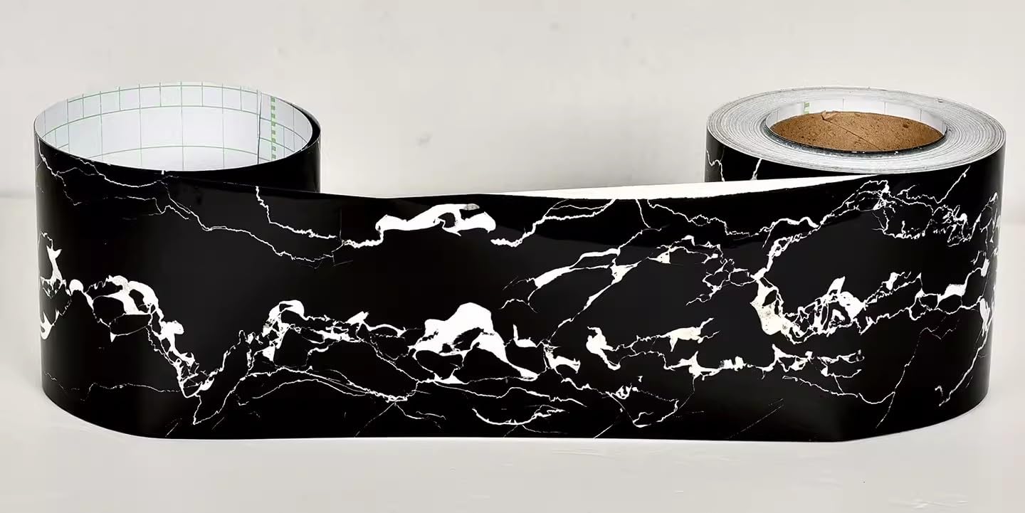 Cenefa Adhesiva Cocina, Molduras Decorativas Pared Papel tapiz autoadhesivo con patrón de mármol de 10 m, placa inferior, cintura, marco de puerta de sala de estar, alféizar de ventana, pegatina envol