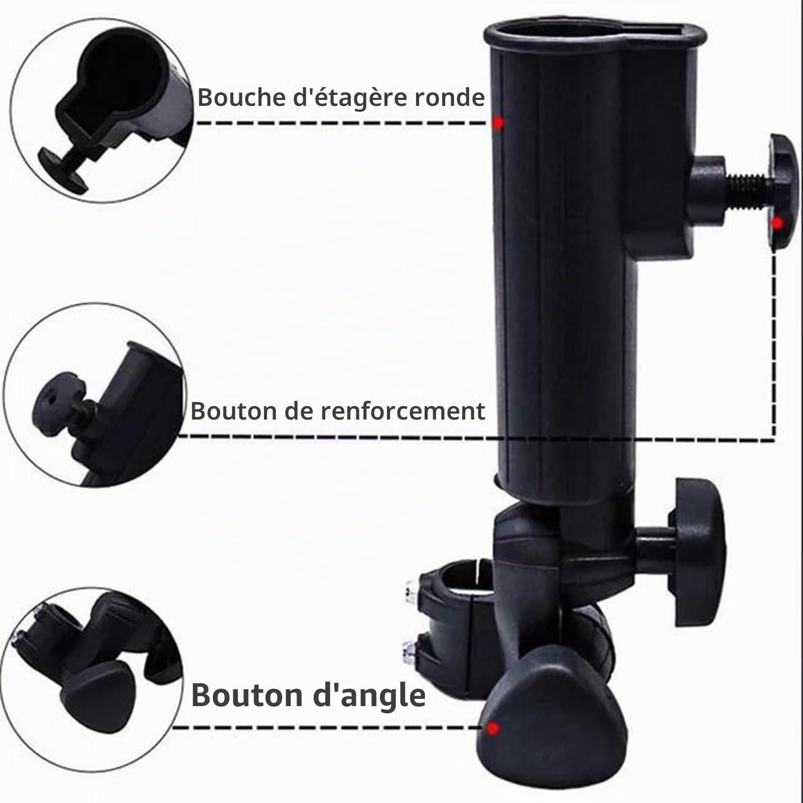BODYA Support de parapluie universel pour chariot de golf Powakaddy Motocaddy - Noir