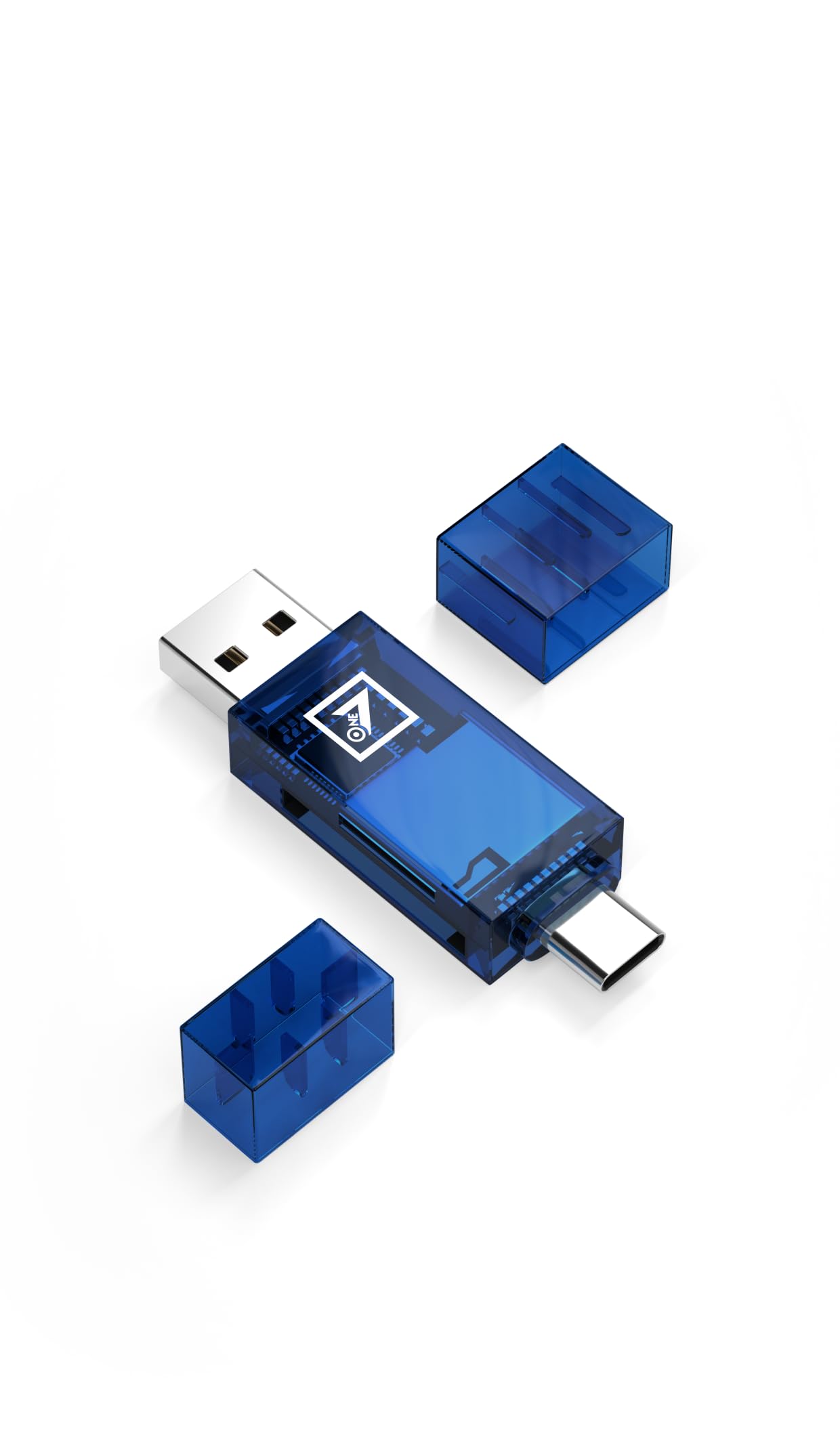 ONE 7 4-in-1 SD & TF Card Reader | Type C & USB Compatible | Supports TF, SD, SDHC, SDXC, MMC, RS-MMC, Micro SDXC | High-Speed Data Transfer for Laptop, Tablet & Smartphone (ON CC-36)