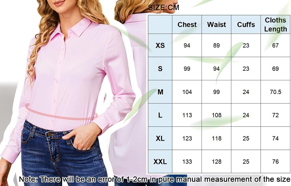 Wrinkle Free Womens Button Down Shirts for Women Long Sleeve Stretch Business Office Formal Work Blouses Tops - Image 6