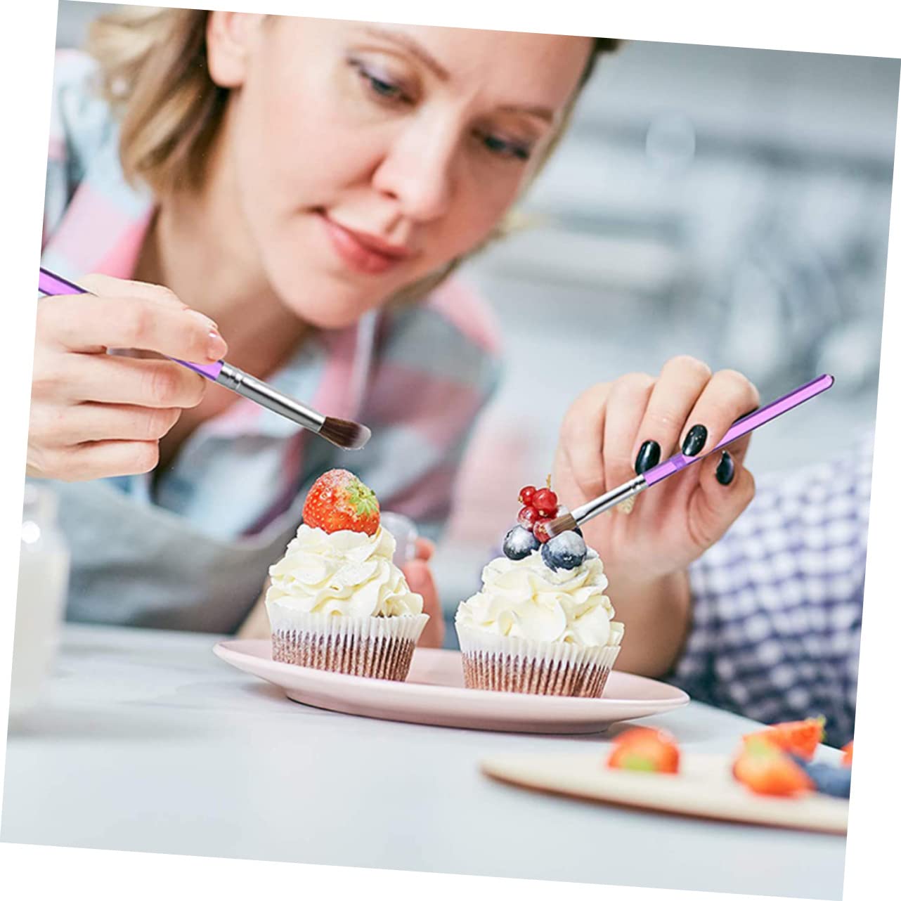 TOPBATHY 40 Pièces étui à stylo gravure fondant pinceau alimentaire mini-gâteaux scribe pinceaux à pâtisserie accessoires de décoration de pâtisserie des biscuits outil multifonction Ménage