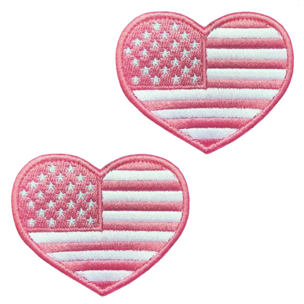 Écusson brodé drapeau américain rose haute densité compatible badges Amérique pour gilet et jean