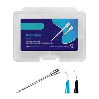 Dental 3 Way Air Water Spray Transfer Head, Spray Triple Syringe with Luer Lock Nozzles Tips, Needle Head Replaceable Extra Long