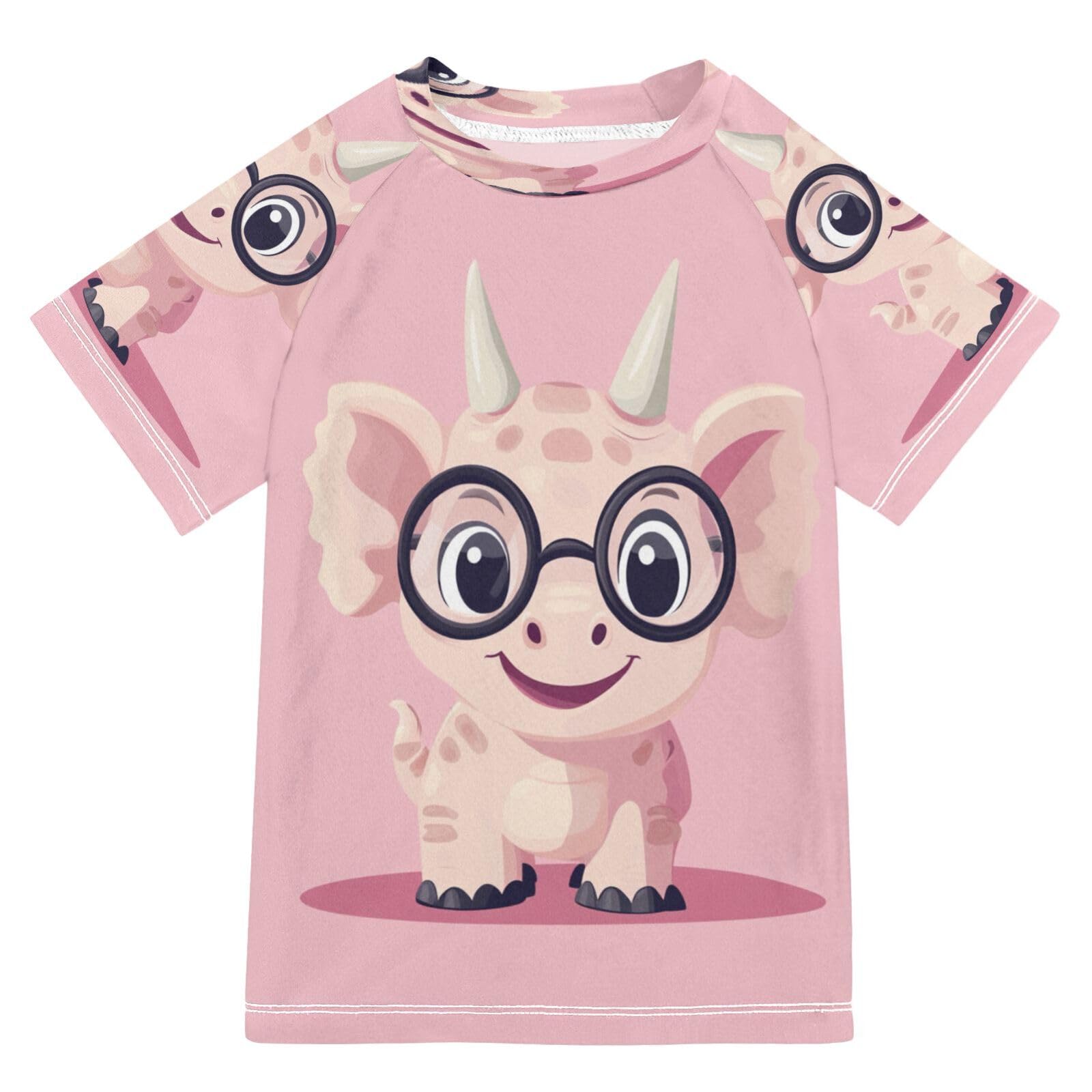 Boys Sun Shirts UV Protection Short Sleeve Rash Guard Swim Shirt Cartoon Dinosaurs Water Shirt Rashguard 4T,1