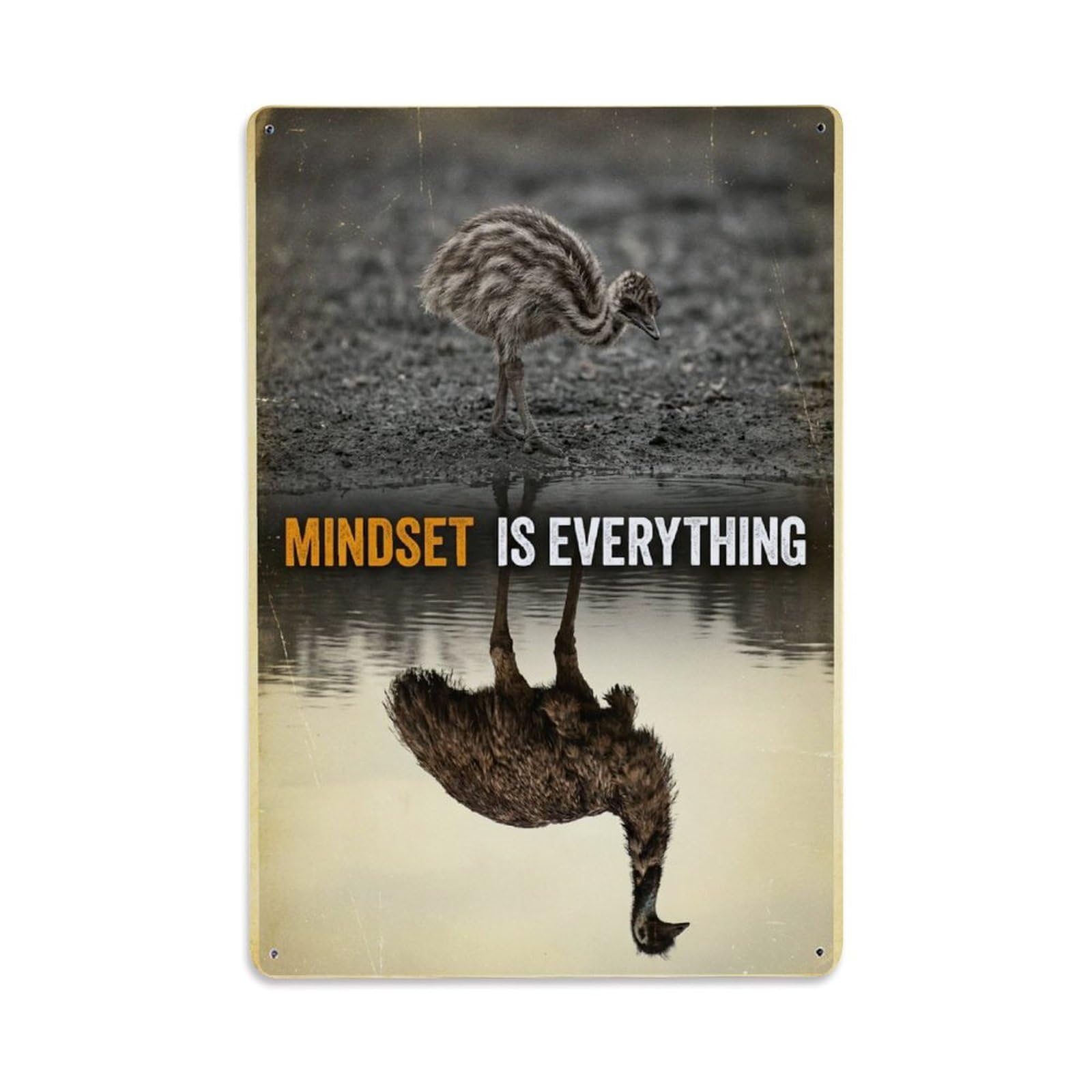 Olhnbad Style Emu Bird Mindset Is Everything Motivational Quote Metal Tin Sign