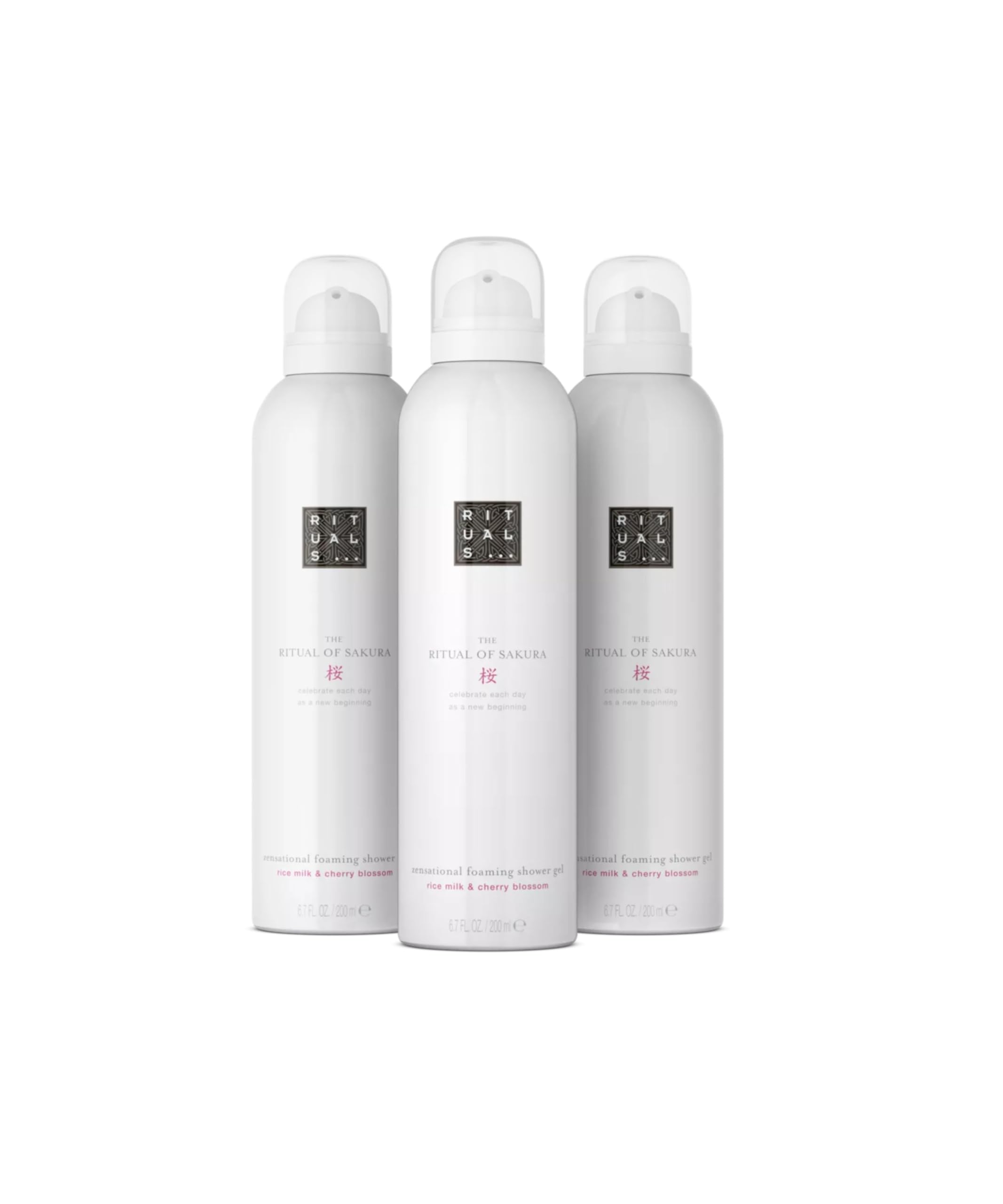 RITUALS The Ritual of Sakura Value Pack of 3 Shower Foams - Cherry Blossom and Rice Milk Shower Gel - Delicate Floral Fragrance - Value Pack 3 x 200ml