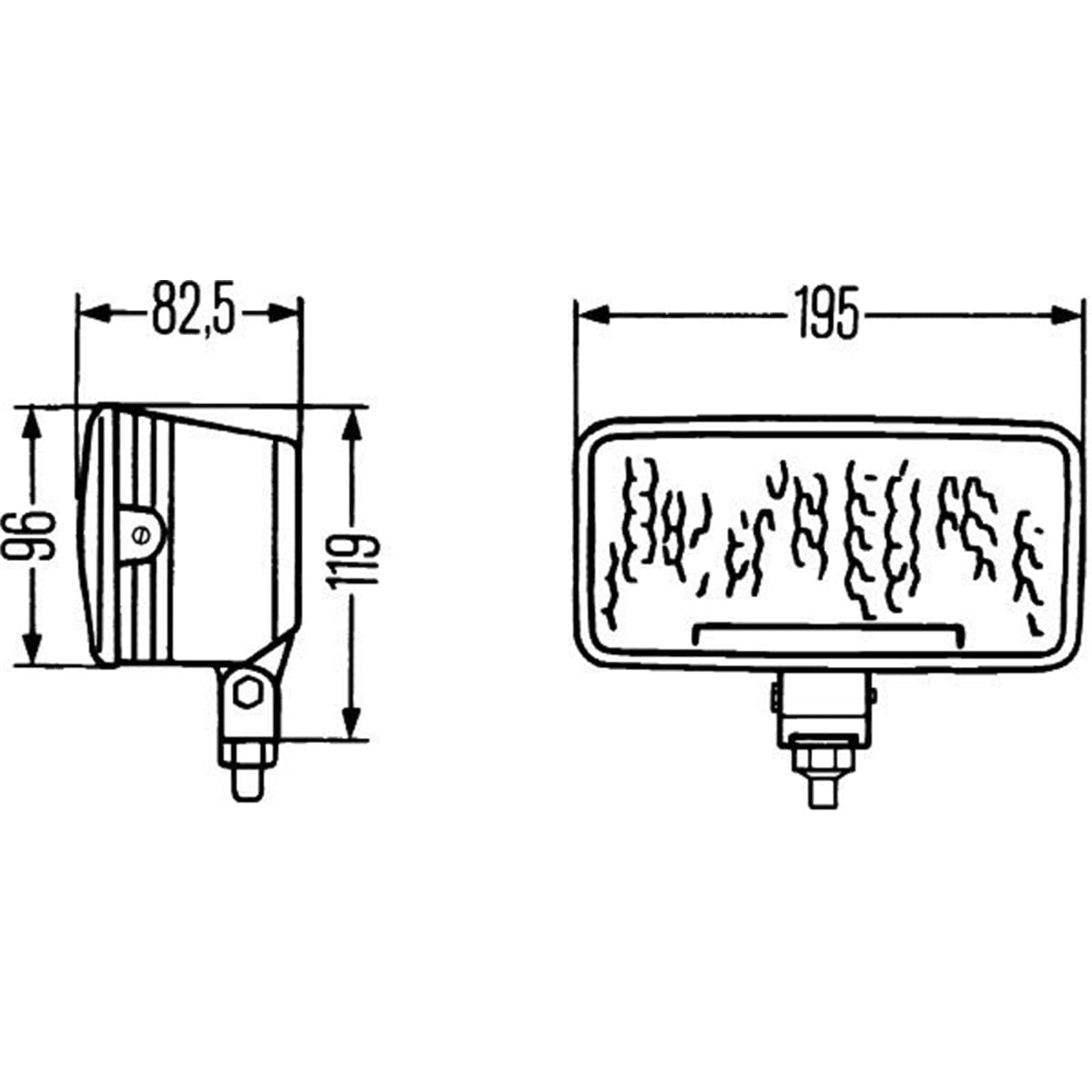 HELLA Halogen Reflektor dalekosiężny - Comet 550 - 12V - prostokątny - ryflowana szyba rozpraszająca reflektora - żółty - z prawej/z lewej - 1FD 005 700-431