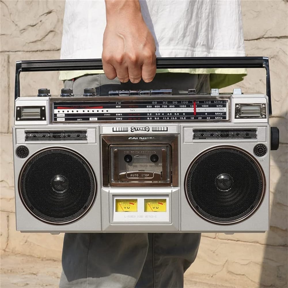 Lecteur de cassettes et CD rétro style années 80, Bluetooth avec radio FM et DAB+, enregistrement USB, lecteur