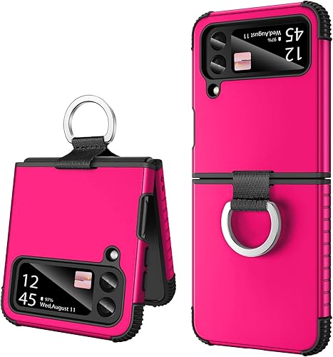 Miniatura 9 de BENTOBEN Funda para Samsung Galaxy Z Flip 4, Z Flip 4 5G, resistente 2 en 1, cuerpo completo, resistente, a prueba de golpes, con anillo, para