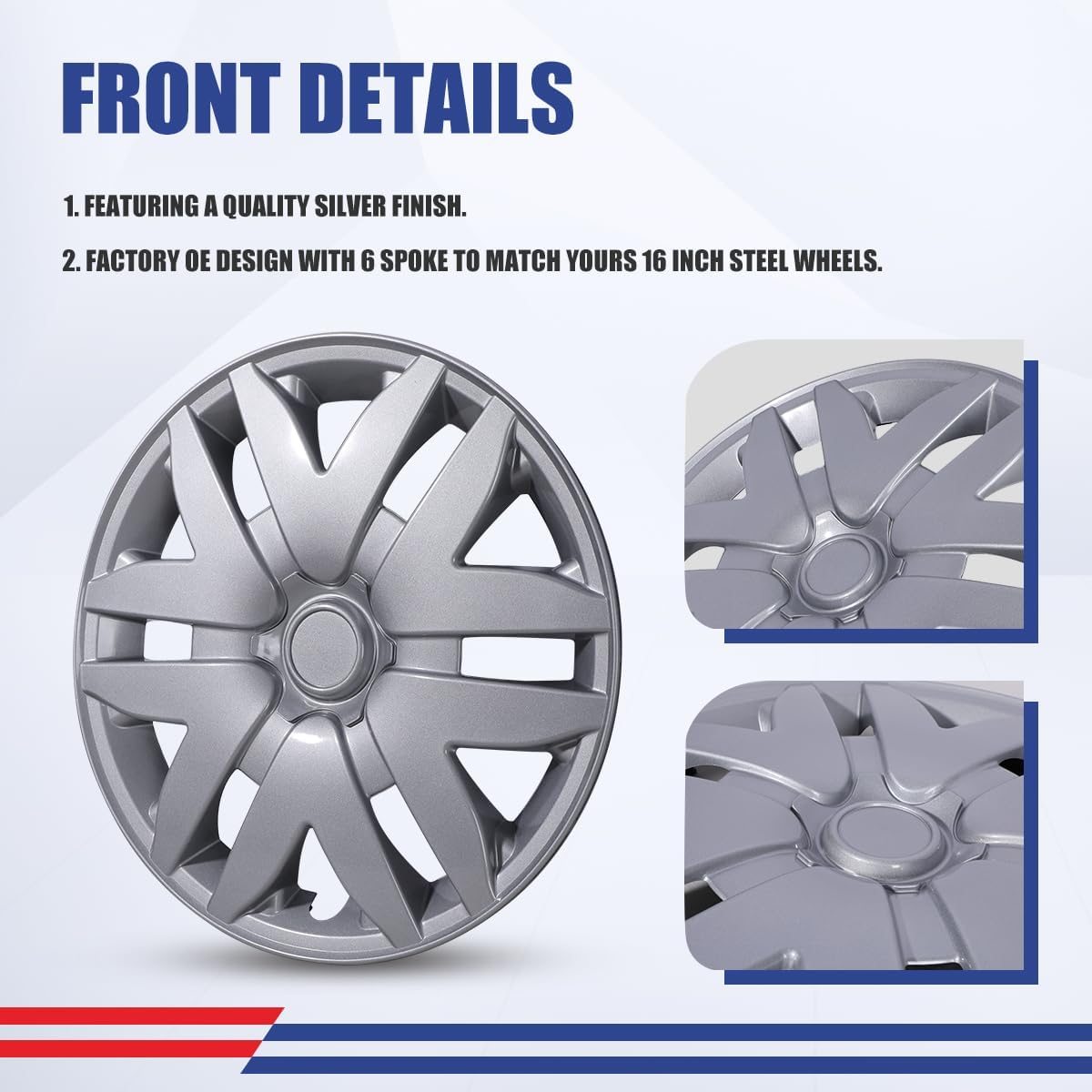 16 Inch Hubcaps Set of 4 Silver Lacquer Wheel Rims Cover R16 for Toyota Sienna 2004 2005 2006 2007 2008 2009 2010, PP Material Wheel Covers Snap On Fit for Steel Wheels Auto Accessories (4-Packs)