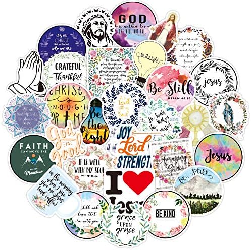 NAVK Jesus Christ Positive Motivational Stickers Pack-50Pcs, Vinyl Waterproof Sticker for Car Laptop Water Bottle Skateboard Phone, for Christian Adults Teens Kids