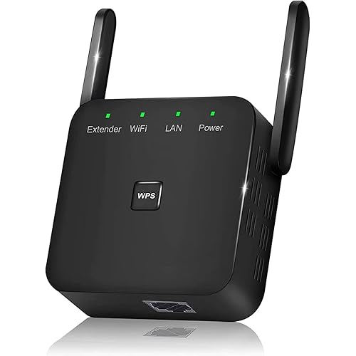 WiFi Extender Signal Booster – Covers Up to 9860 Sq.ft and 60 Devices | 2.4GHz WiFi Repeater with Ethernet Port - Quick Setup and Long Range Wireless Internet Booster for Home