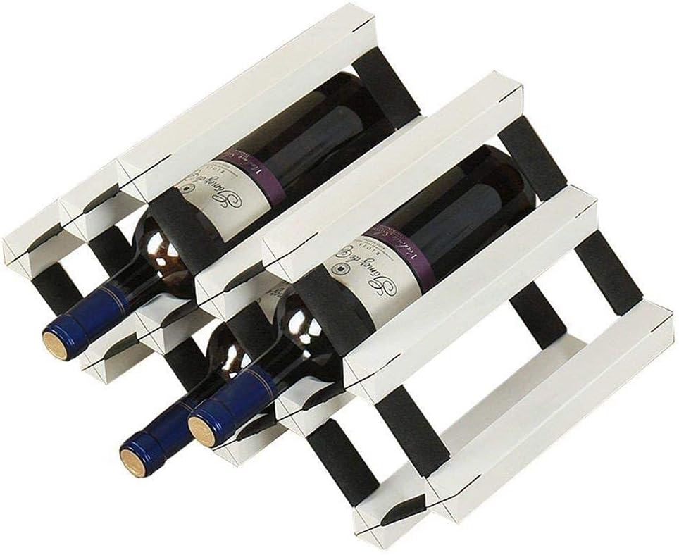 Wine Racks Free Standing Wooden and Metal Steel Natural Wood Cabinet on Table Wine Cupboard Decoration Wine Shelf Retro Design Wine Bottles Organiser White