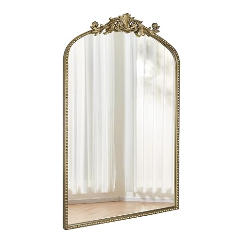 Arched Mirror 36“X24” Gold Traditional Vintage Ornate Baroque Mirror with