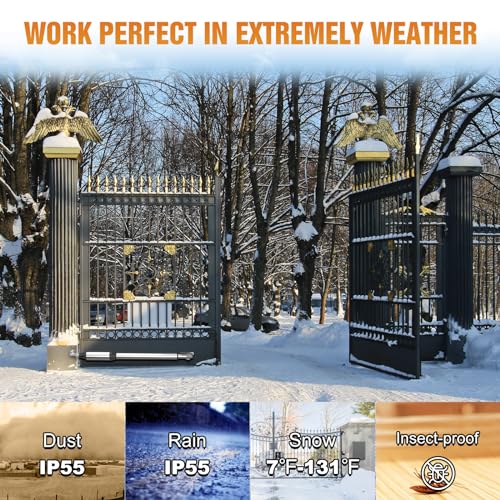 JUJIANG Automatic Gate Opener with Remote Complete Kit for Single Swing Gate Up to 770lb 16FT, Electric Gate Openers Medium Duty Single Swing Gate Opener Automatic Gate Motor 60W AC Powered PKM-C026