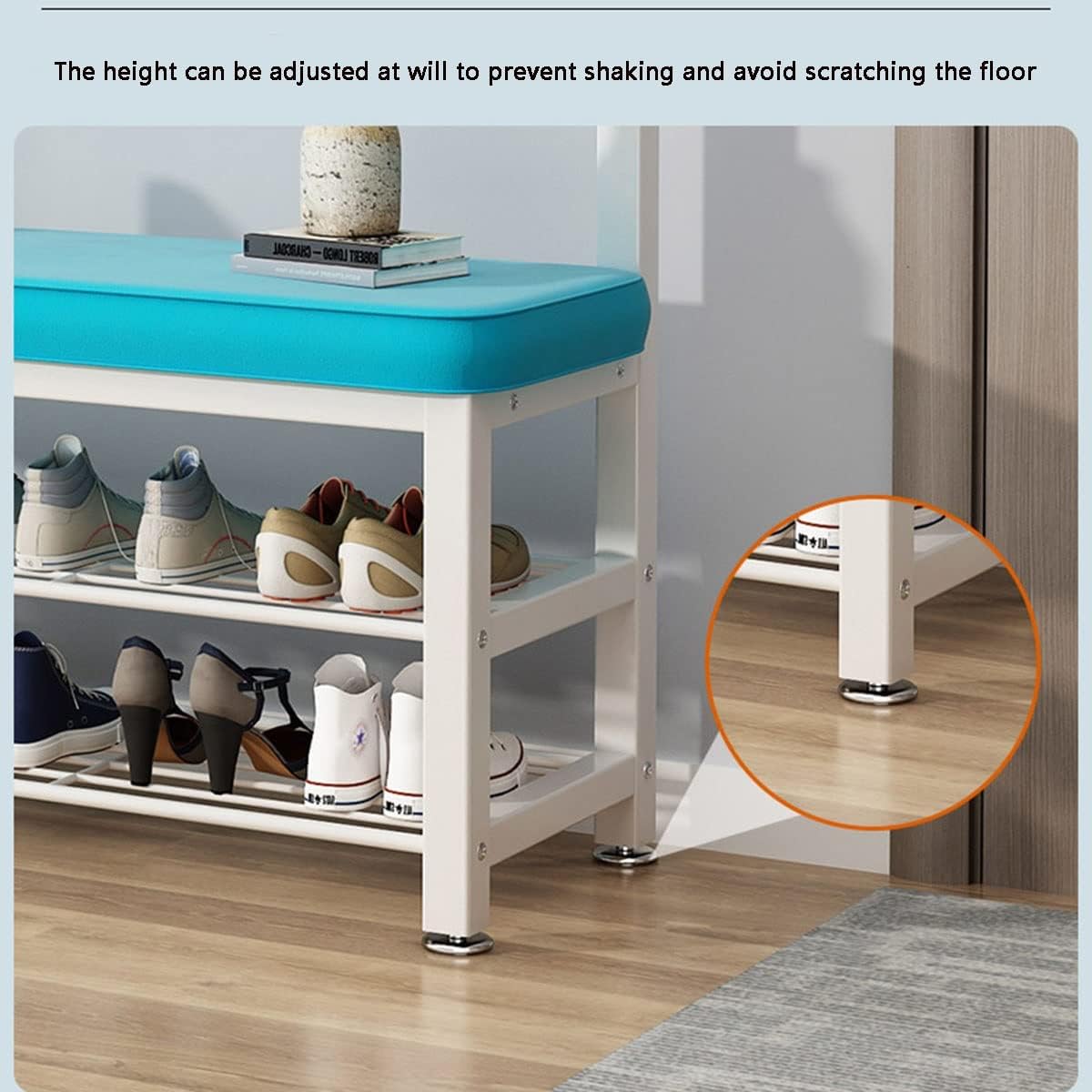 3-in-1 Hall Tree Coat Rack with Shoe Stool with Storage and Hooks for Home Bedroom Laundry Small Place Entryway (Color : White Gray, size : 100x33x172cm)