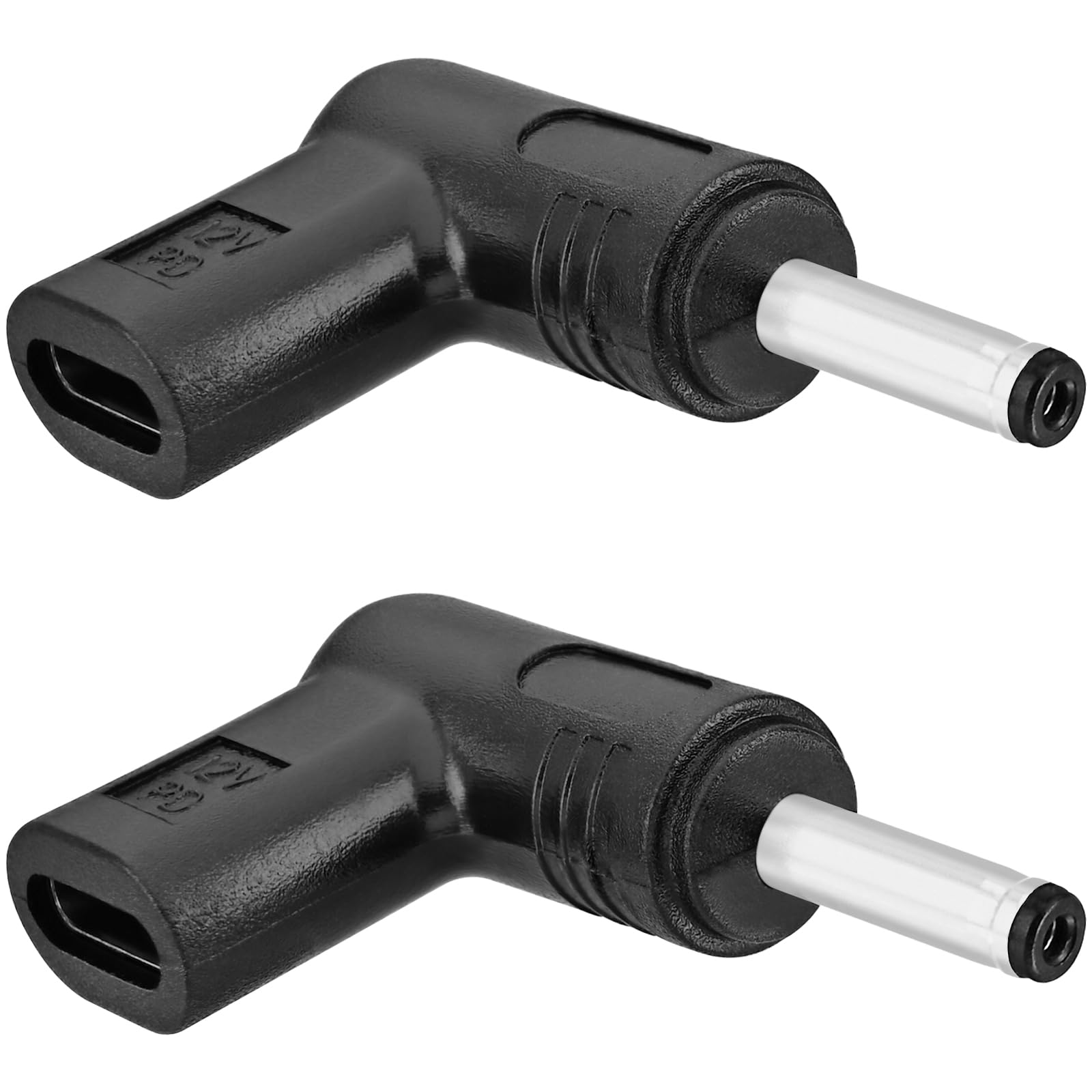 Yeebline Confezione da 2 adattatori di ricarica da 12 V CC, angolo di 90 gradi femmina USB C a maschio DC 3,5 mm x 1,35 mm, convertitore connettore caricabatterie per router, alimentazione mobile (da