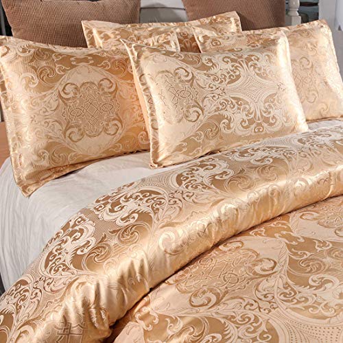 Tealp Damask Bedding Full 3 Pcs Duvet Cover Set Ultra Soft Duvet Quilt Cover Girls Boys Bedding,Gold #TOP1