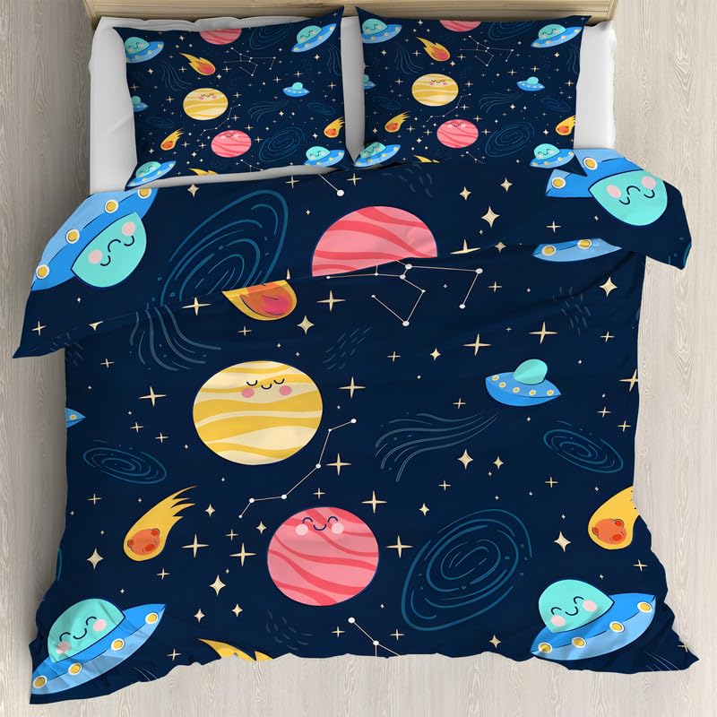 Amazon｜掛け布団カバー ダブルラブリープラネット星空3Dプリント 布団 