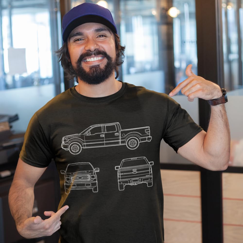 F150 Pickup Truck Mens T-Shirt Classic Vintage Automotive Off Road Blueprint Tee Shirt XXL 247 Navy