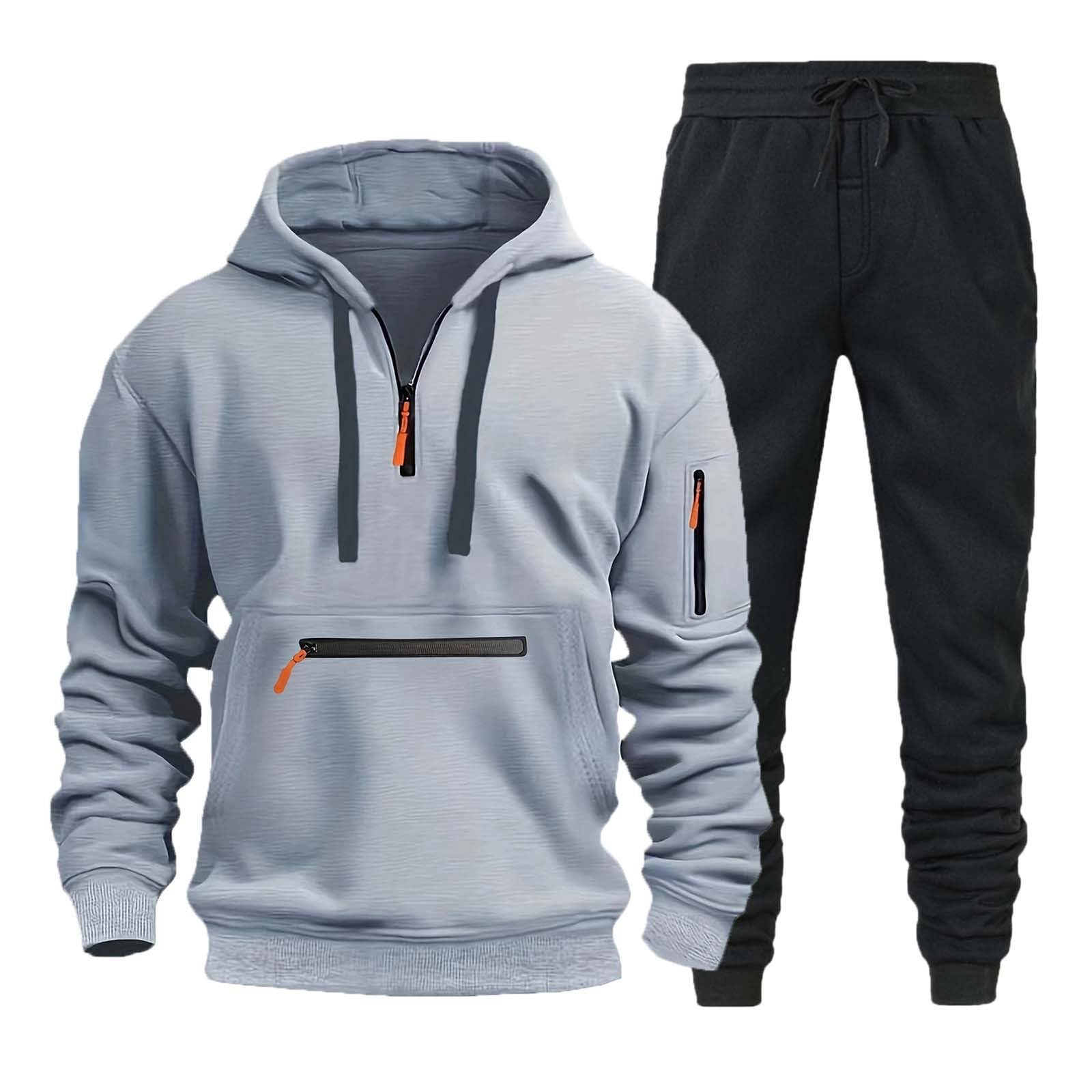 Tute da Ginnastica Uomo Maniche Lunghe Felpa con Cerniera e Jogging Pantaloni Sportiva Set Tuta Completa Tracksuit,Tuta Uomo In Pile,Regalo Natale Halloween Capodanno