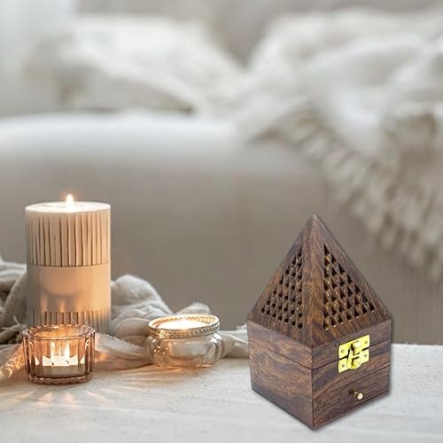 Miniatura 8 de vrinda Cono piramidal de madera/quemador de carbón con red de almacenamiento talla