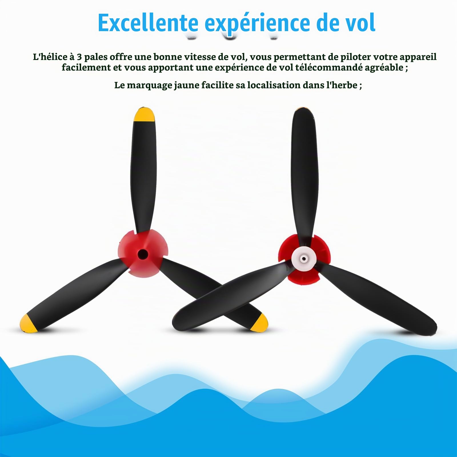 NQEUEPN 3 Hélices 3 Pales Pour Avion RC P40 – EVA – 4,9 Cm – Adaptateurs Inclus – Compatible 761-13