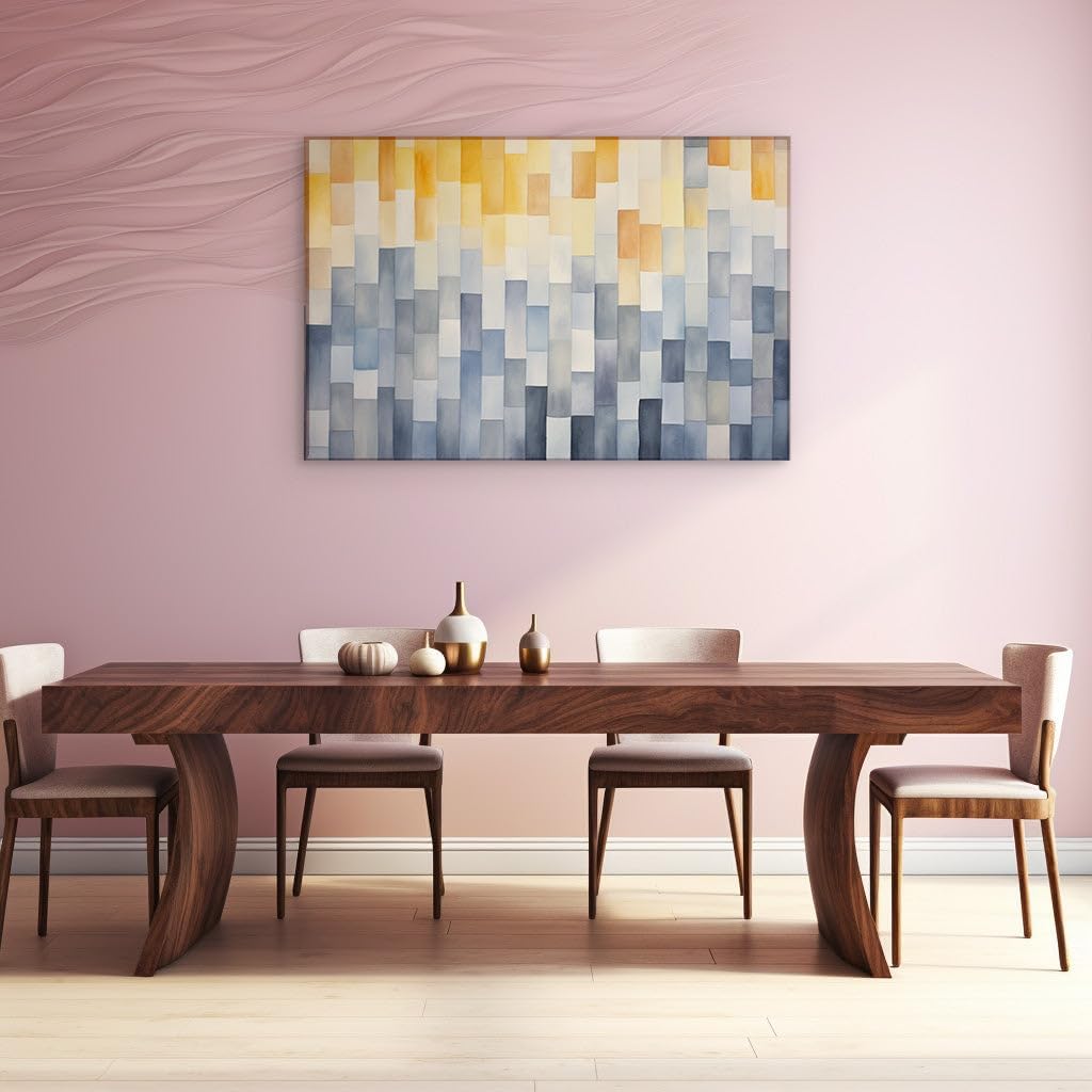 Canvas for Living room. Abstract Harmony: Geometric Grace in Watercolor Serenity, 27 x 18 inch Canvas Wall Art - Contemporary Masterpieces - Modern Home Decor