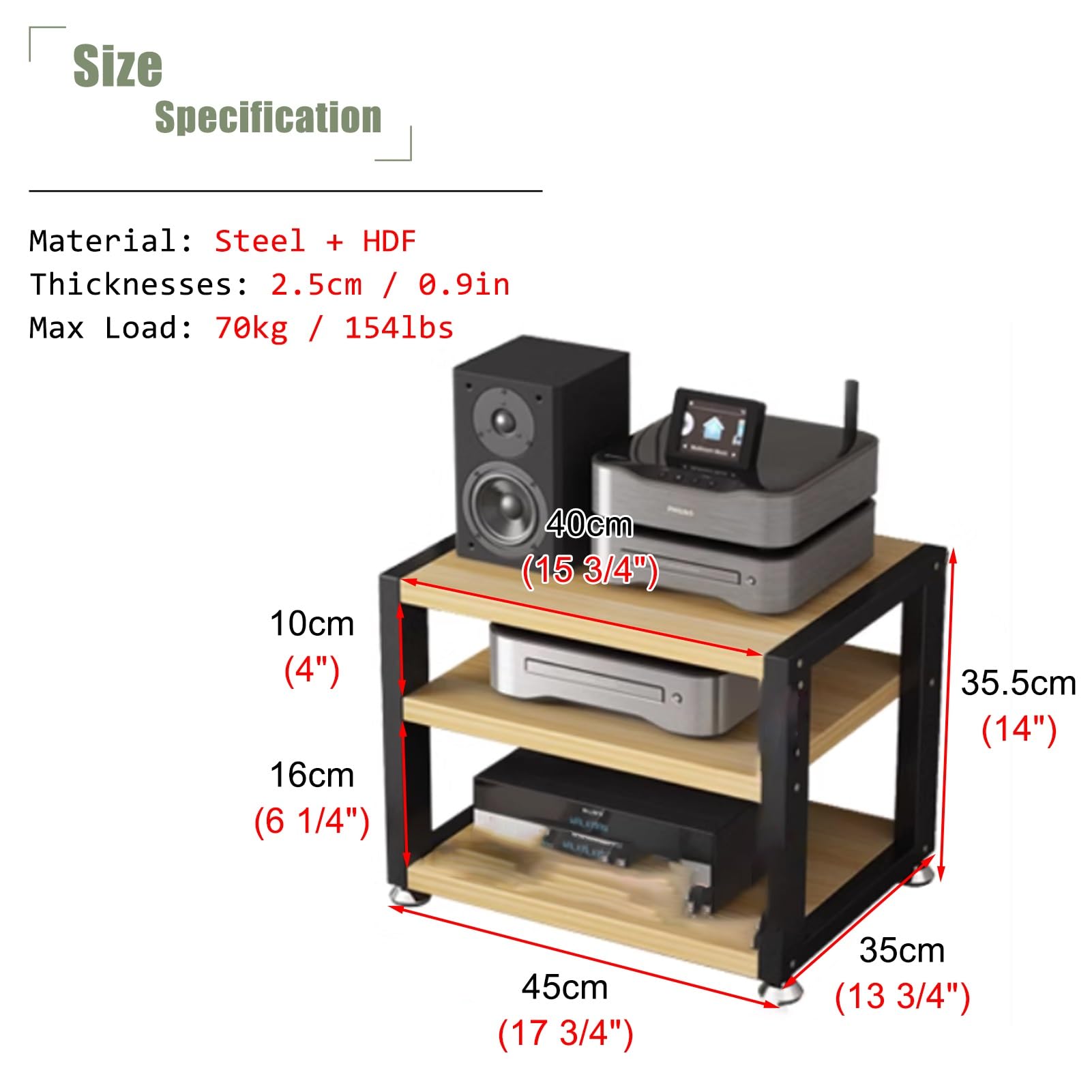 Mini stojak HiFi oszczędzający miejsce stojak na media AV, dekoracyjna szafka stereo, 2-poziomowa wieża do biura, kompaktowa konsola multimedialna, nowoczesne rozwiązanie meblowe