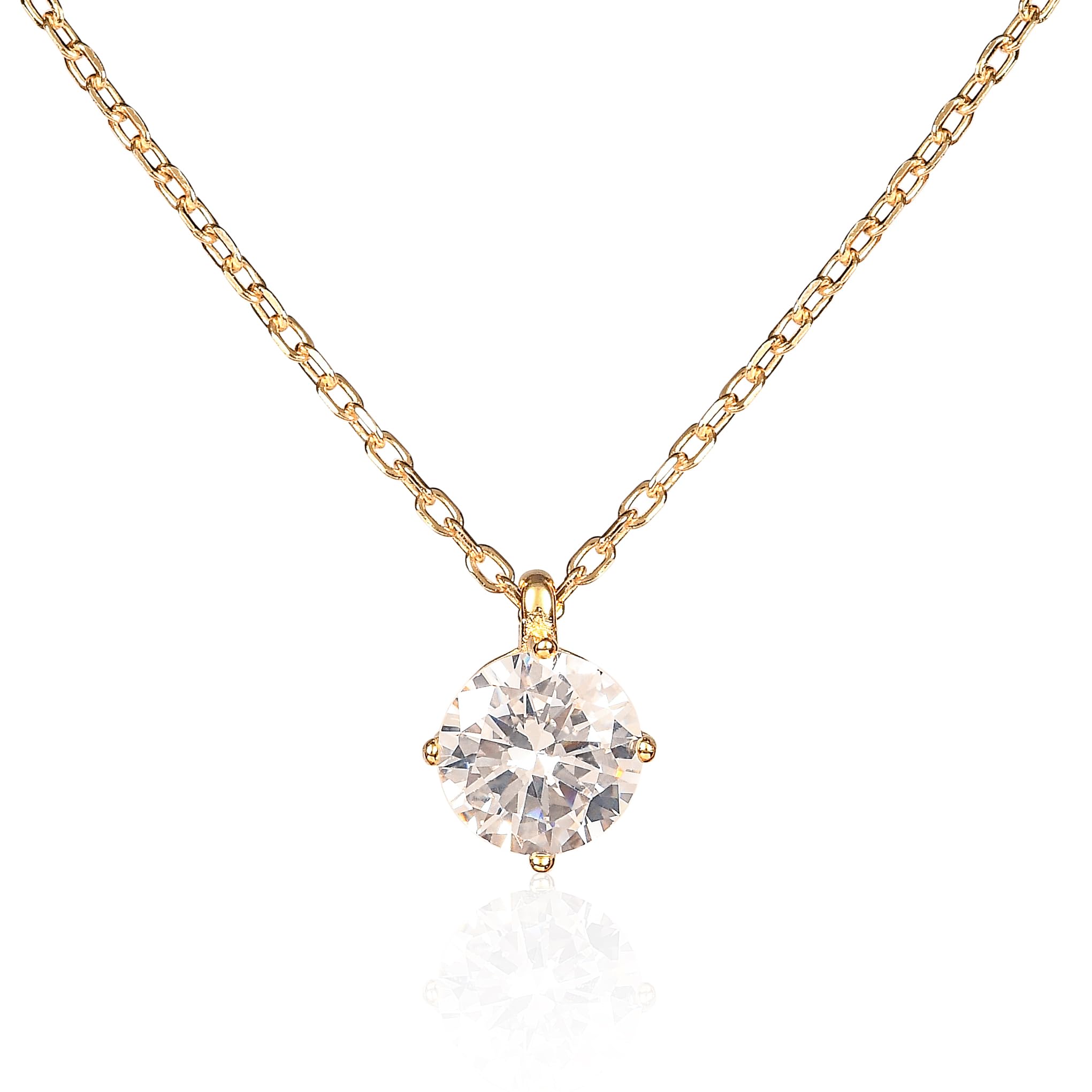 namana Collana con Ciondolo in Argento o Oro per Donna e Ragazza, Delicata Collana Donna in Argento Sterling 925 con Zirconi Rotondo Colorato o Bianco, Collana Argento 925 con Scatola Regalo