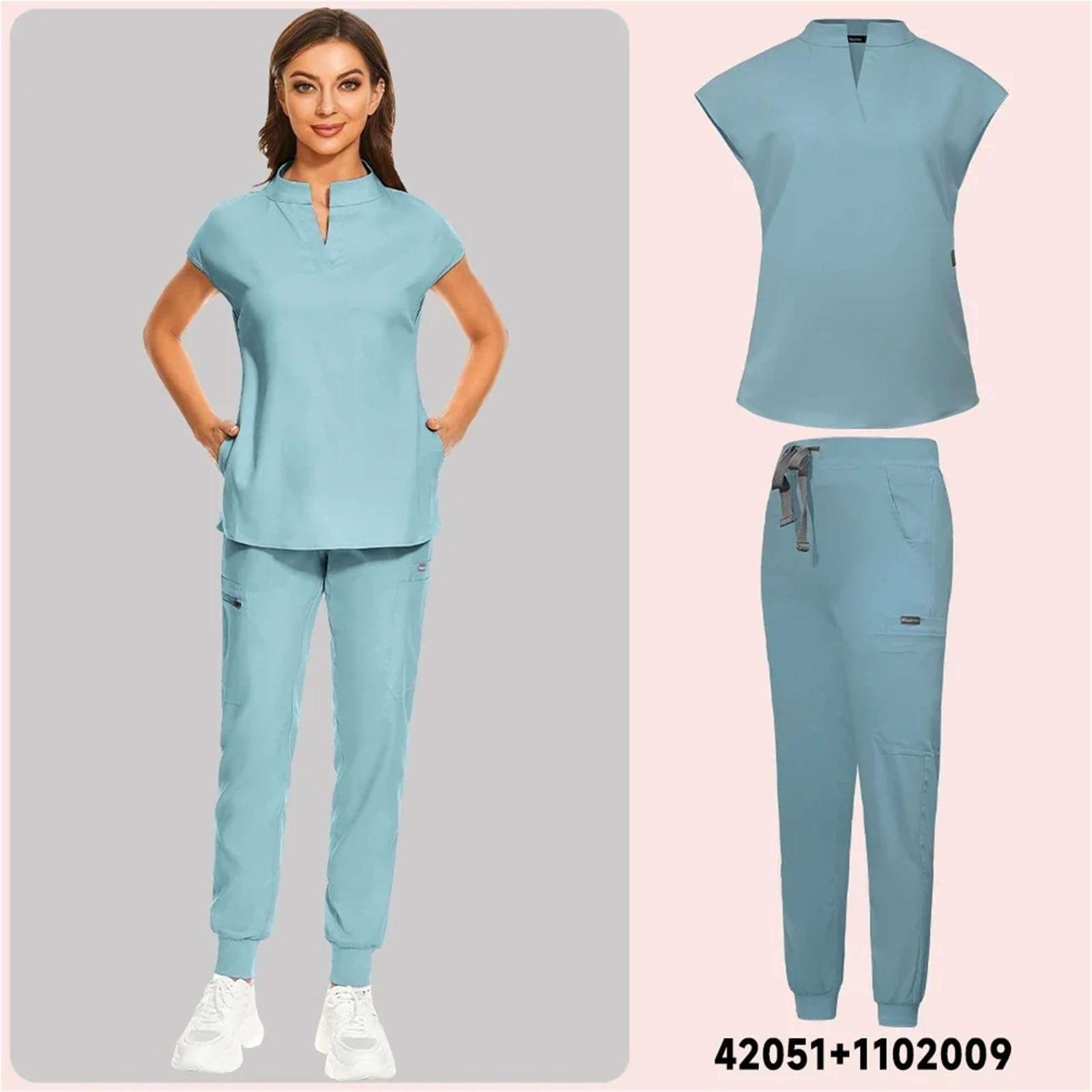 Uniforme Sanitario Unisex Uniformes médicos ajustados for mujer, conjuntos de uniformes for hospitales, cirugías, clínicas dentales, belleza, spa, salones laboratorio, ropa trabajo(Light blue,M)