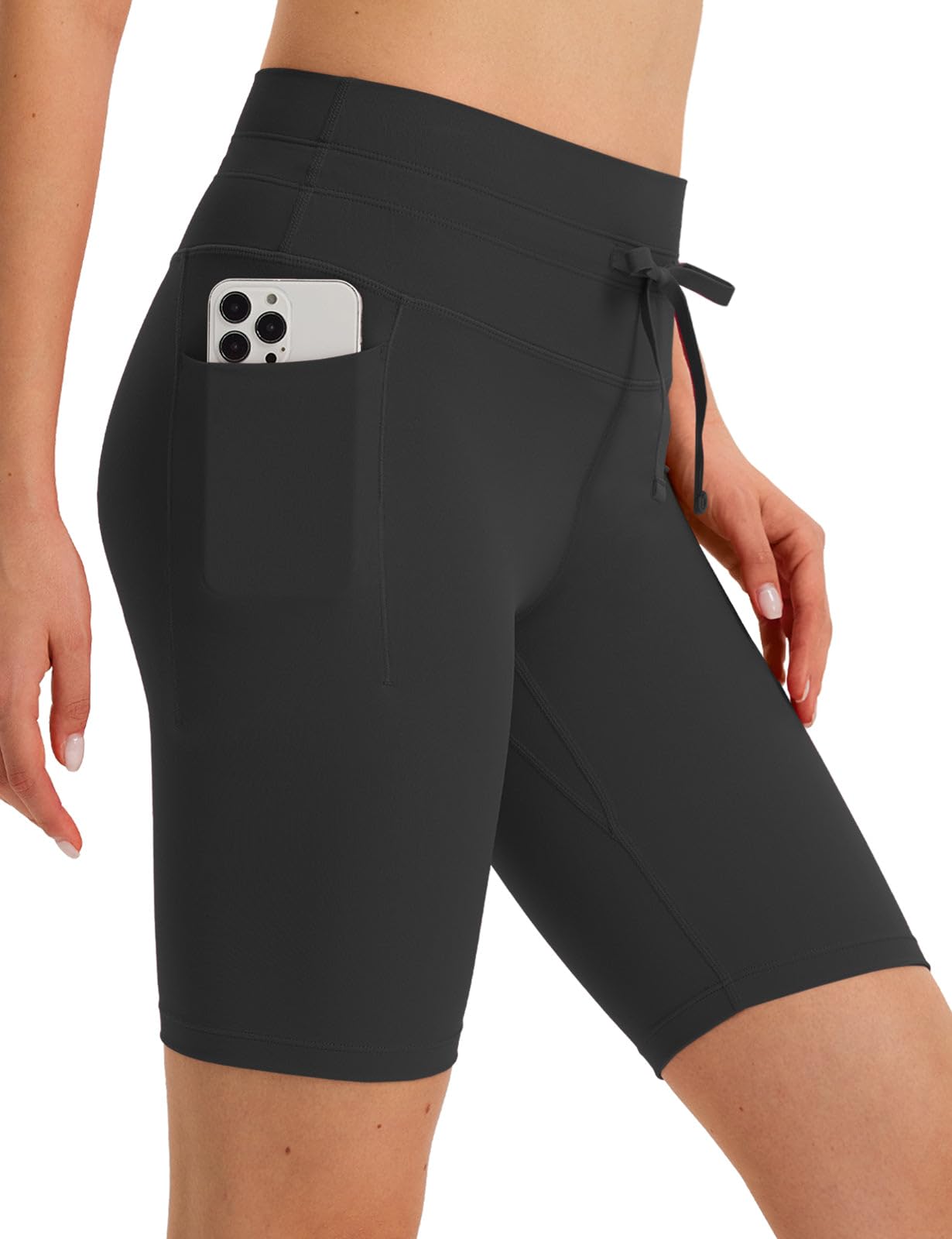 baleaf Women 8" Biker Shorts with Pockets, High Waisted Workout Short Tummy Control Yoga Gym Spandex Running Volleyball