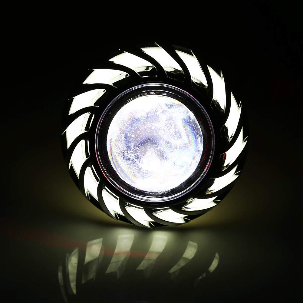 Duokon Angel Devil Eye Spot Light, Faro Moto LED Obiettivo Proiettore Dual Halo Angel Devil Eye Spot Light (Bianco)