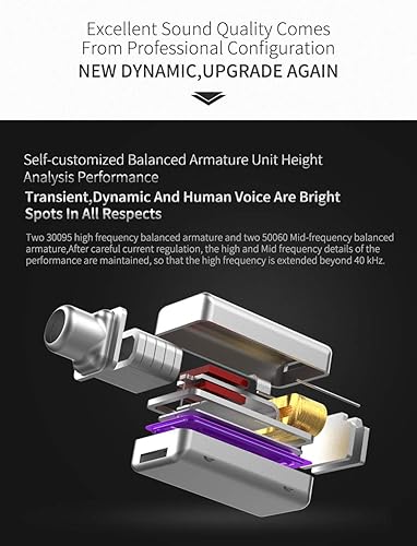 Miniatura 4 de Keephifi KZ ZS10 Pro - Monitores intraurales 4BA1DD auriculares de metal HiFi con placa frontal de acero inoxidable cable desmontable de 2 pines