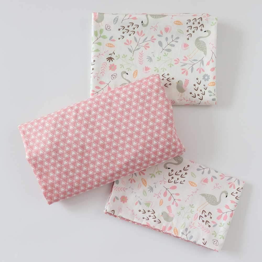 3 Pcs 100% Cotton Toddler Sheet Pillowcase Set for Boys and Girls,Include Fitted Sheet,Top Sheet and Envelope Pillowcase,Cute Cartoon Pattern,Soft Skin-Friendly Breathable(Swan)