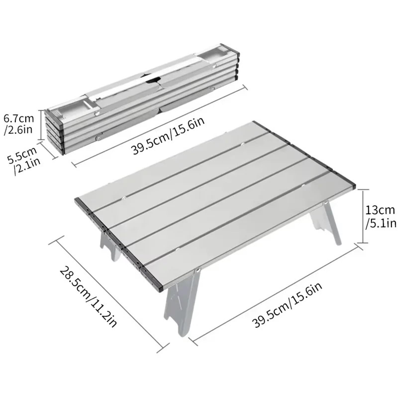 generico Mini tavolo pieghevole da campeggio in alluminio ultraleggero | Design pieghevole arrotolabile, ultraleggero for attività con lo zaino in spalla, picnic e barbecue(Black)