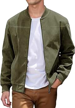 Mens Lightweight Jacket Vintage Faux Suede Trucker Bomber Jackets