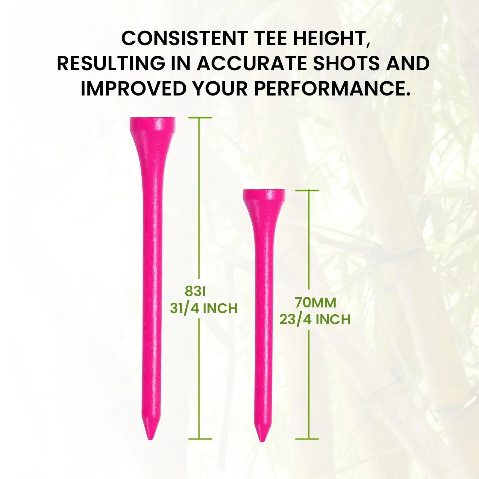 Premium-Golf-Tees, Wood Tall Golf-Tees, Rosa, Großpackung, 250–2000 Stück
