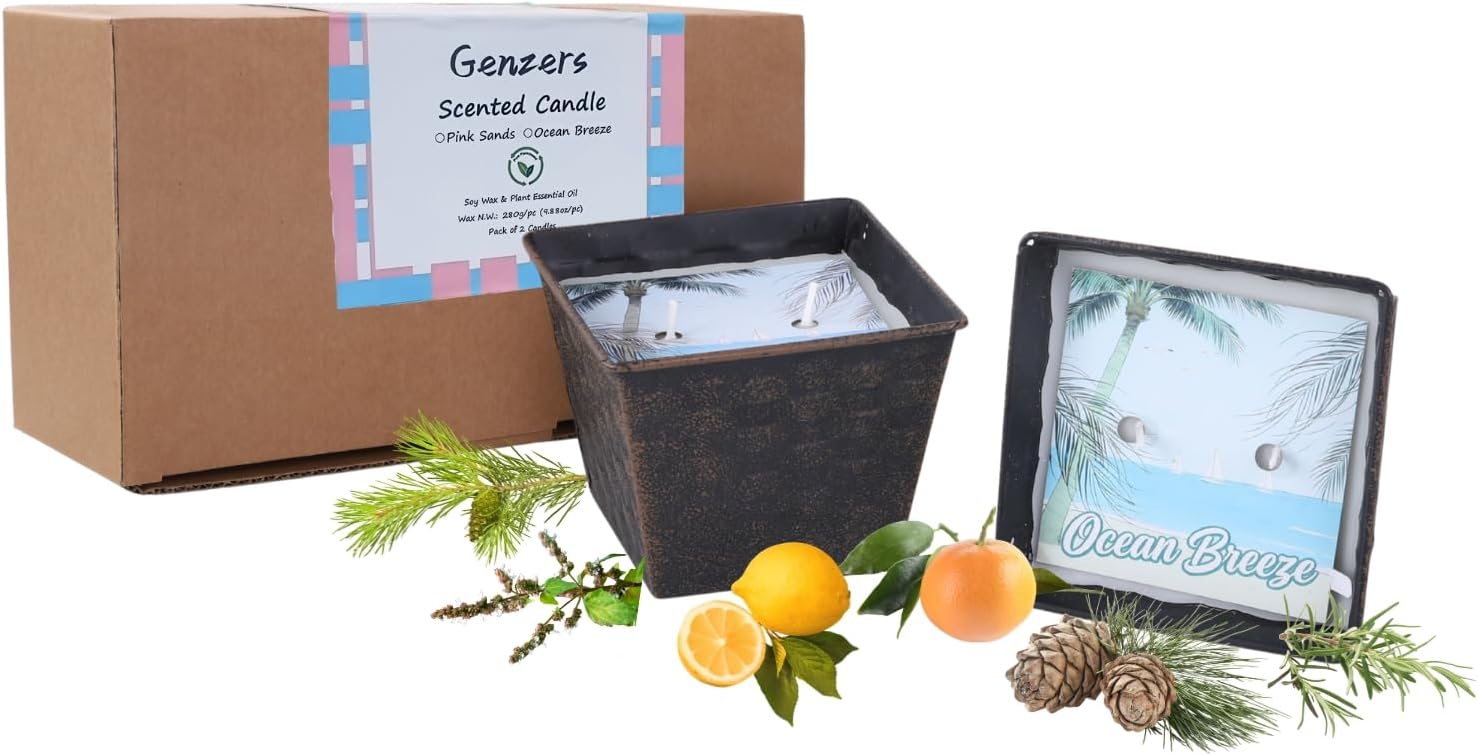 Pink Sands Scented Candle 2 Wick Outdoor,Ocean Air Candles Set for Table
