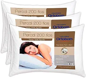 Kit Travesseiro 03 Peças Percal com 200 Fios - Ortobom
